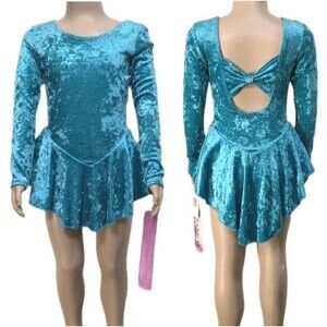 Gilda Marx Vintage Bow Keyhole Crushed Velvet Dance Skate Dress Leotard Kids 4/6